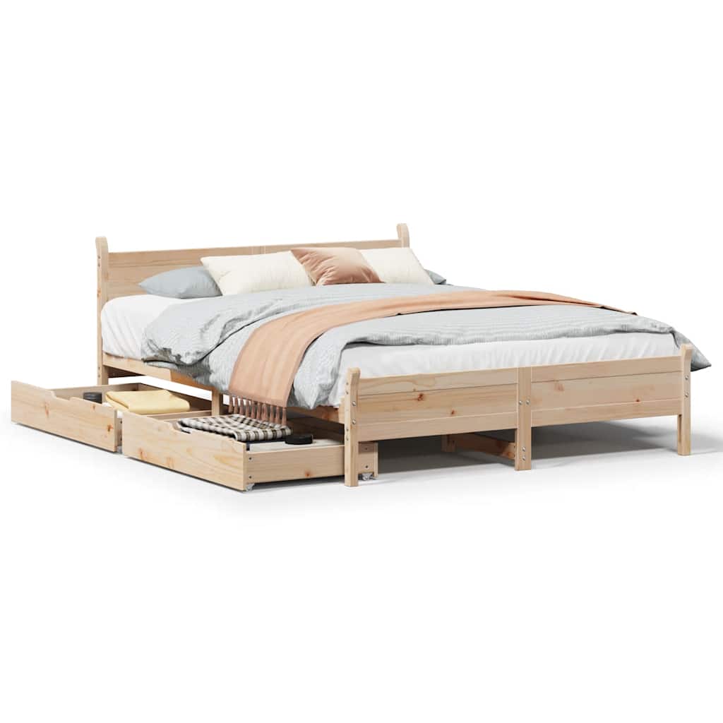 sengeramme uden madras 120x190 cm massivt fyrretræ