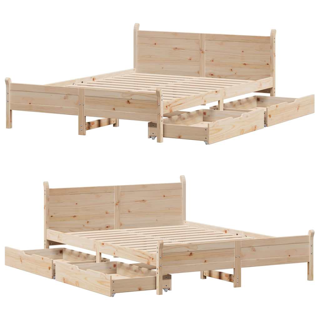 sengeramme uden madras 120x190 cm massivt fyrretræ