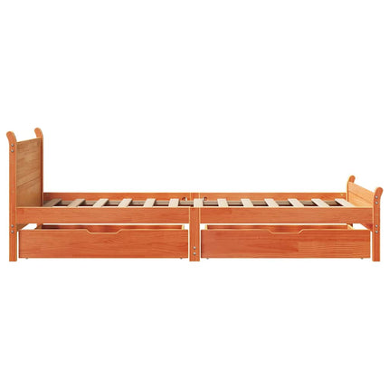 sengeramme uden madras 75x190 cm massivt fyrretræ gyldenbrun