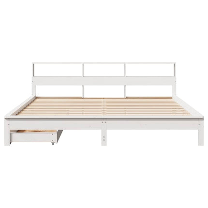 seng med reol uden madras 180x200 cm massivt fyrretræ hvid
