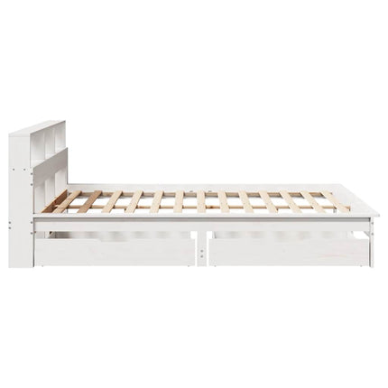 seng med reol uden madras 160x200 cm massivt fyrretræ hvid