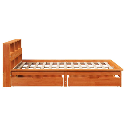 seng med reol uden madras 160x200cm massivt fyrretræ gyldenbrun