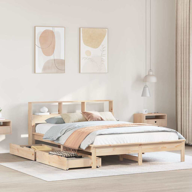 seng med reol uden madras 140x200 cm massivt fyrretræ
