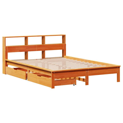 seng med reol uden madras 140x200cm massivt fyrretræ gyldenbrun