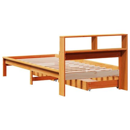 seng med reol uden madras 100x200cm massivt fyrretræ gyldenbrun