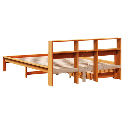 seng med reol uden madras 140x190cm massivt fyrretræ gyldenbrun