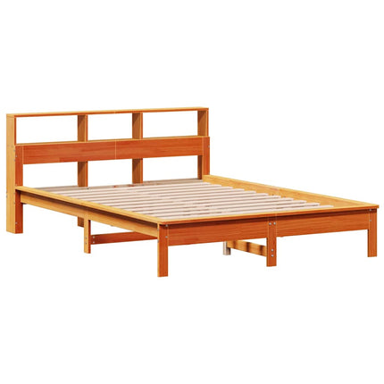 seng med reol uden madras 140x190cm massivt fyrretræ gyldenbrun