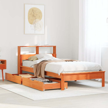 seng med reol uden madras 75x190 cm massivt fyrretræ gyldenbrun