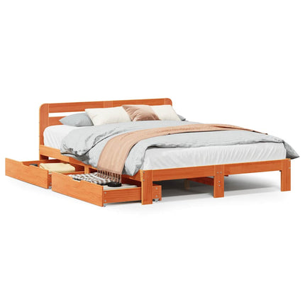 sengeramme uden madras 140x190 cm massivt fyrretræ gyldenbrun