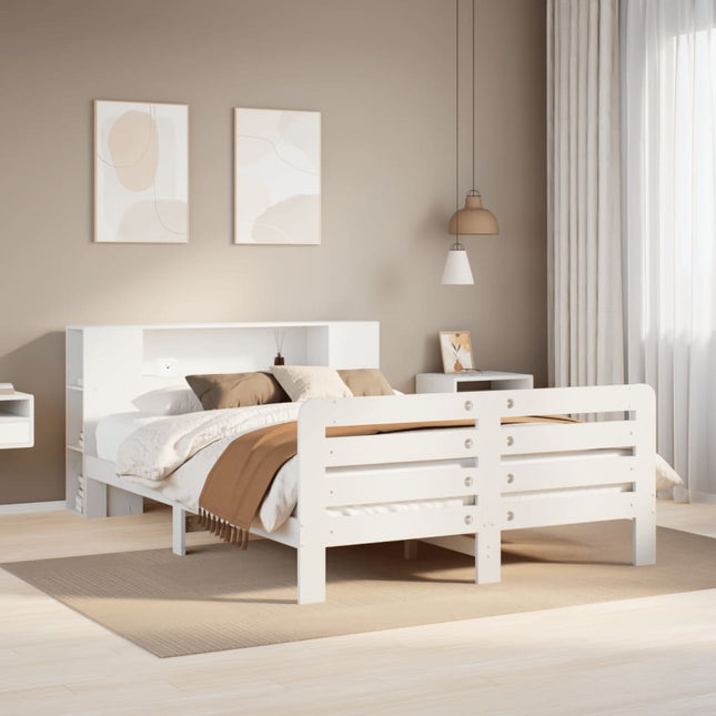sengeramme uden madras 150x200 cm massivt fyrretræ hvid