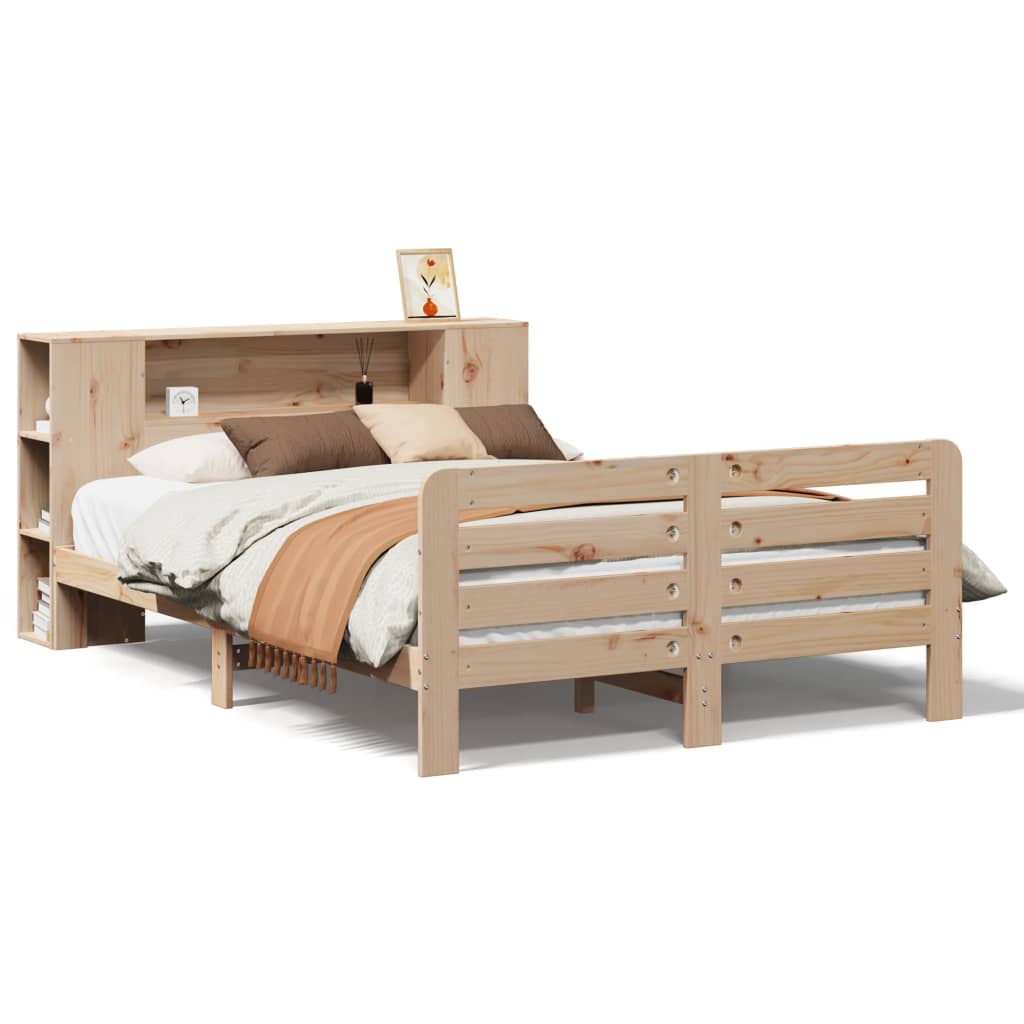 sengeramme uden madras 135x190 cm massivt fyrretræ hvid