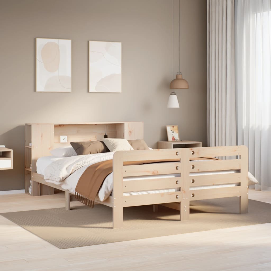 sengeramme uden madras 135x190 cm massivt fyrretræ hvid