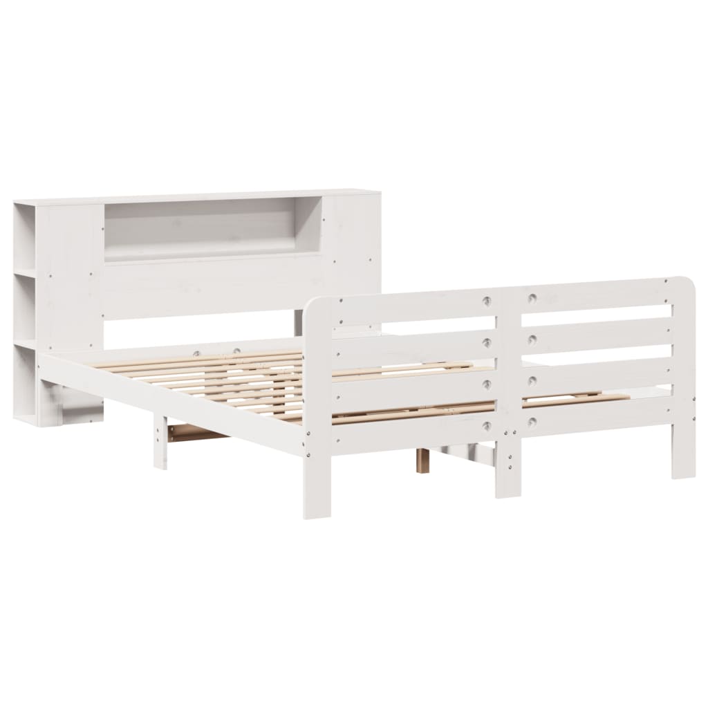 sengeramme uden madras 135x190 cm massivt fyrretræ hvid
