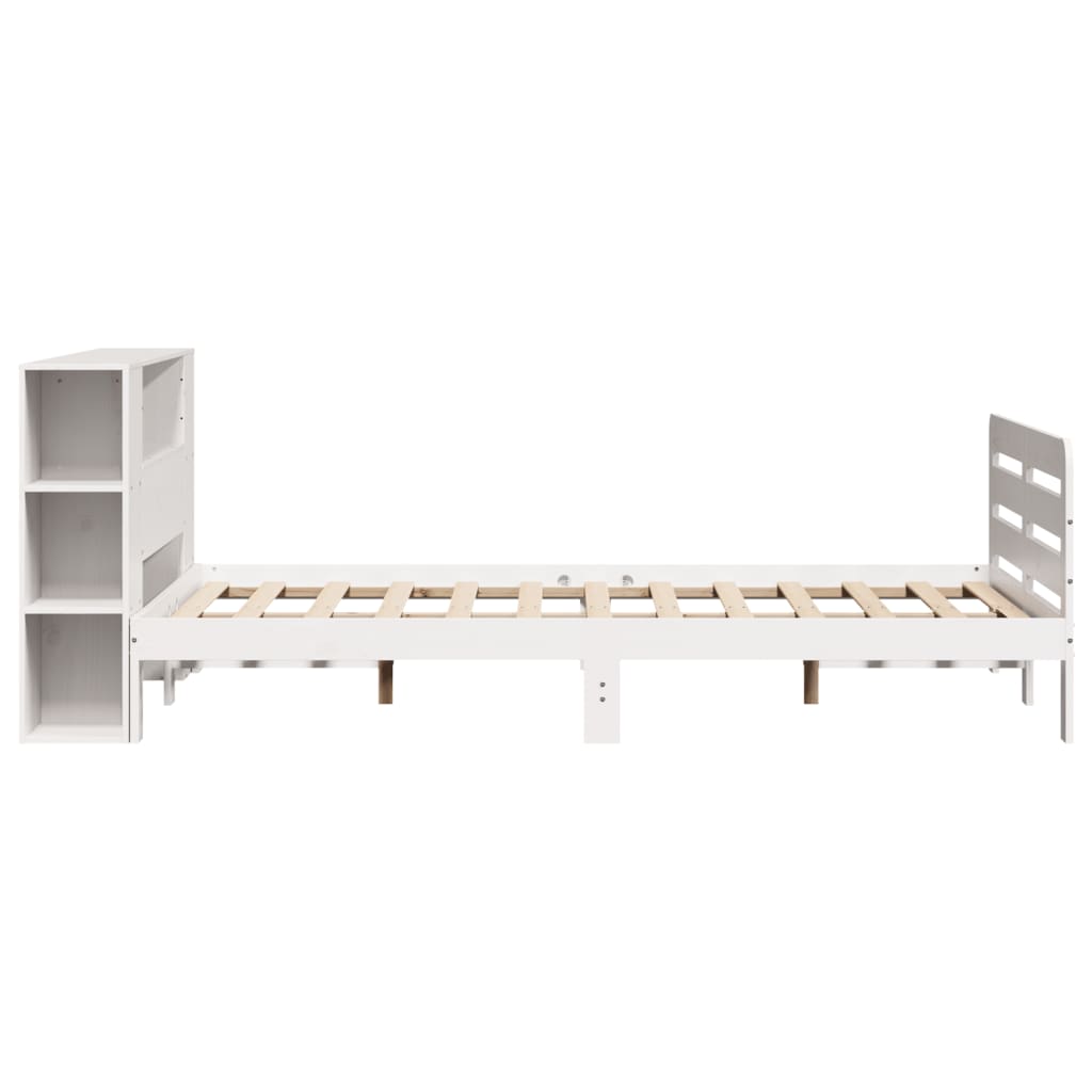 sengeramme uden madras 135x190 cm massivt fyrretræ hvid