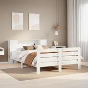 sengeramme uden madras 135x190 cm massivt fyrretræ hvid