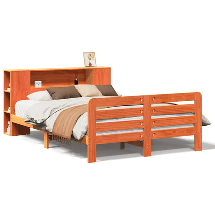 sengeramme uden madras 135x190 cm massivt fyrretræ brun