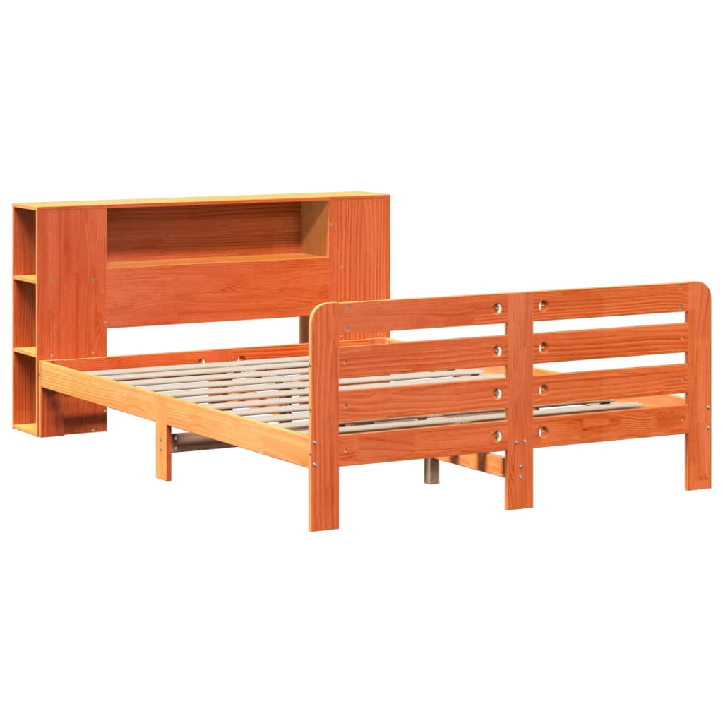 sengeramme uden madras 135x190 cm massivt fyrretræ brun