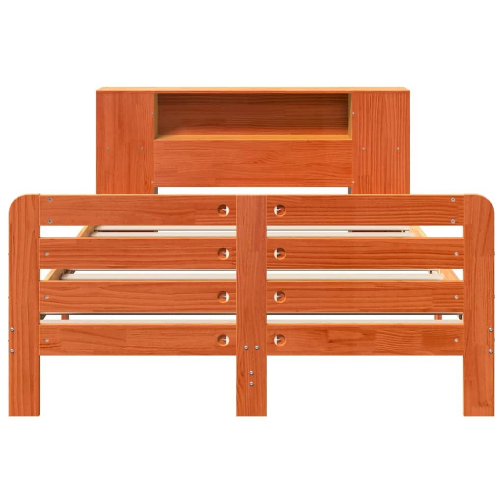 sengeramme uden madras 135x190 cm massivt fyrretræ brun