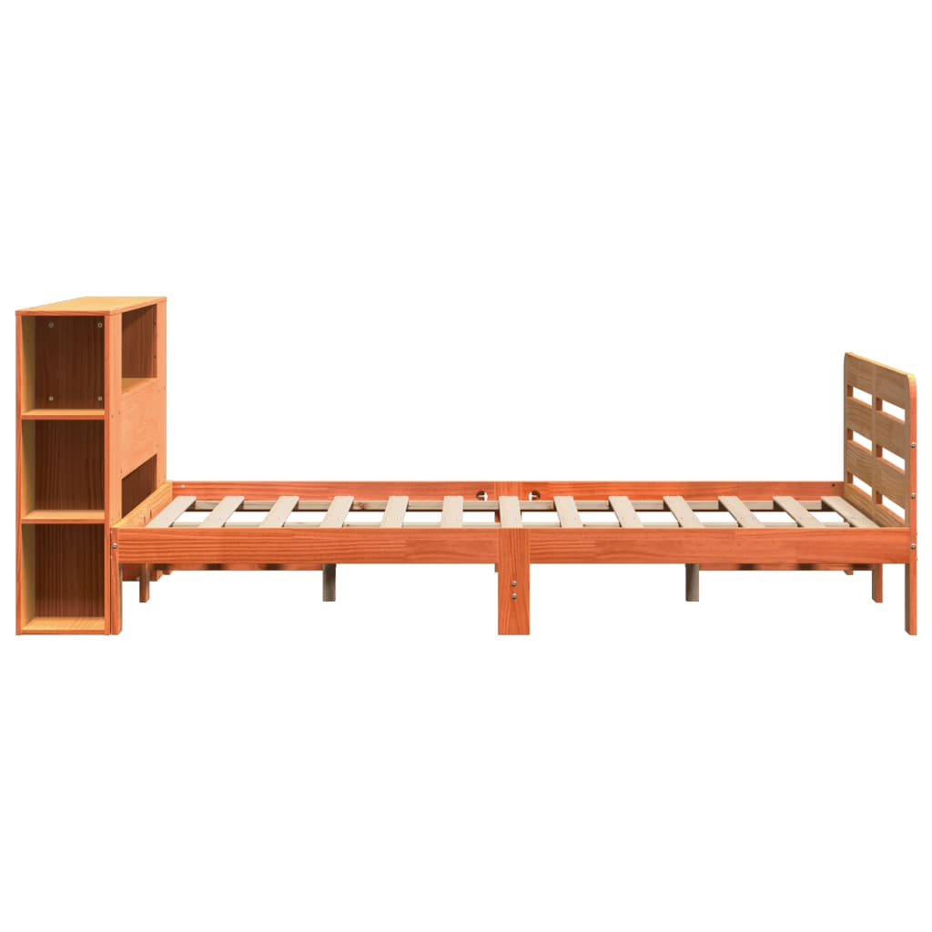 sengeramme uden madras 135x190 cm massivt fyrretræ brun