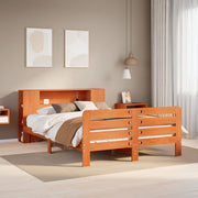 sengeramme uden madras 135x190 cm massivt fyrretræ brun