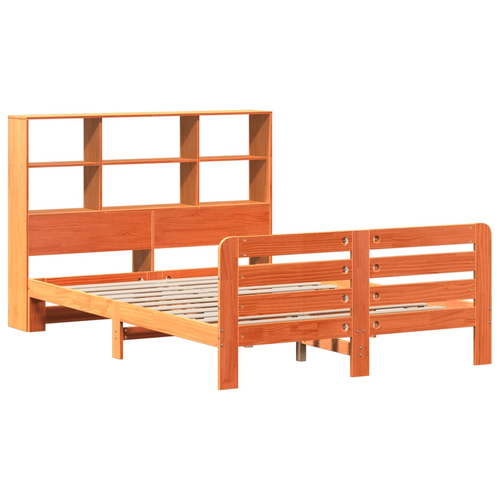 sengeramme uden madras 140x200 cm massivt fyr gyldenbrun