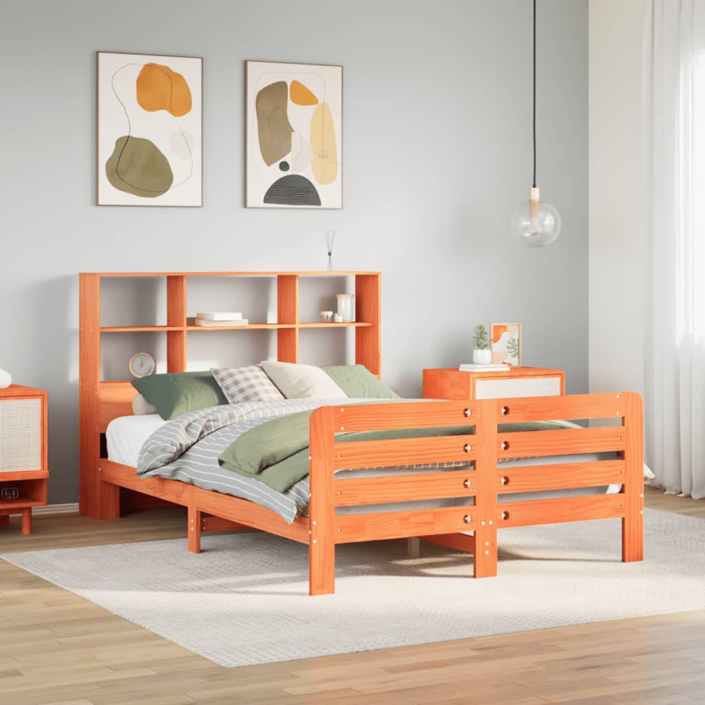 sengeramme uden madras 140x200 cm massivt fyr gyldenbrun