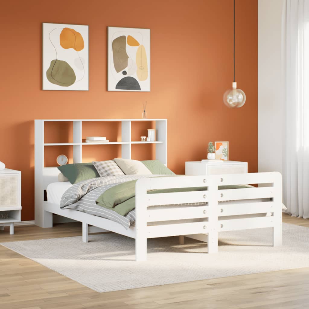 sengeramme uden madras 160x200 cm massivt fyrretræ hvid