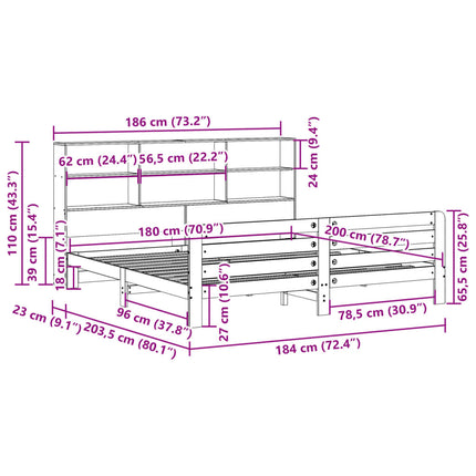 sengeramme uden madras 180x200 cm massivt fyrretræ hvid