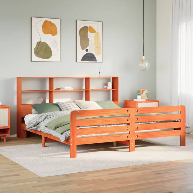 sengeramme uden madras 180x200 cm massivt fyrretræ gyldenbrun