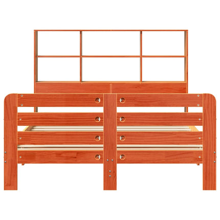 sengeramme uden madras 135x190 cm massivt fyrretræ brun