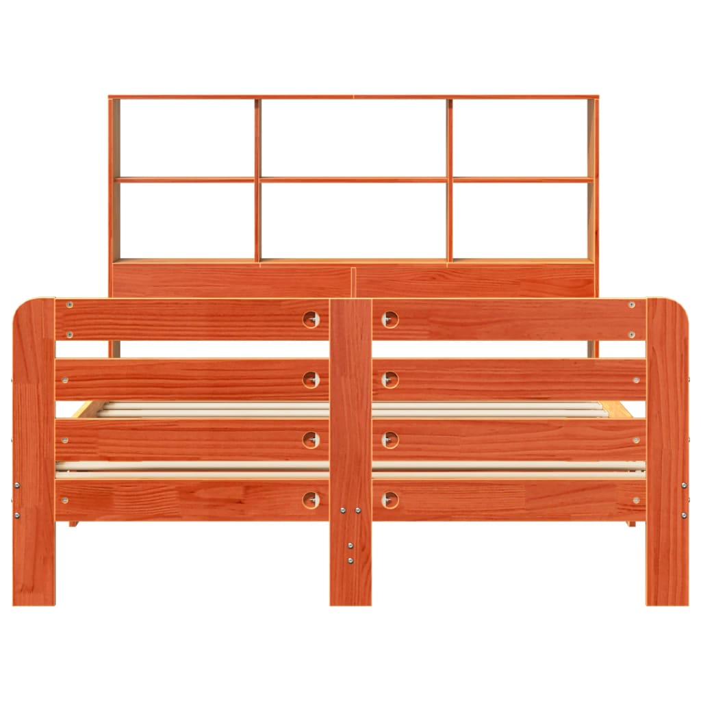 sengeramme uden madras 135x190 cm massivt fyrretræ brun