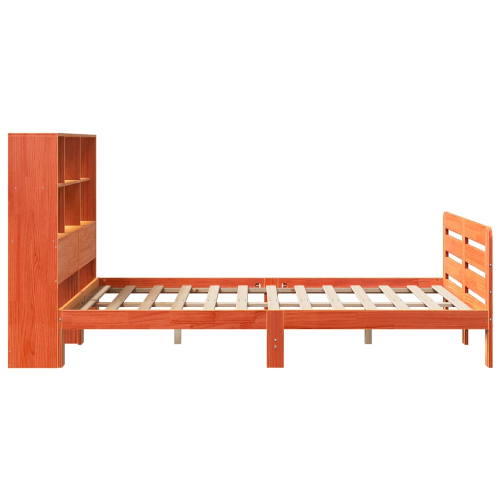 sengeramme uden madras 135x190 cm massivt fyrretræ brun
