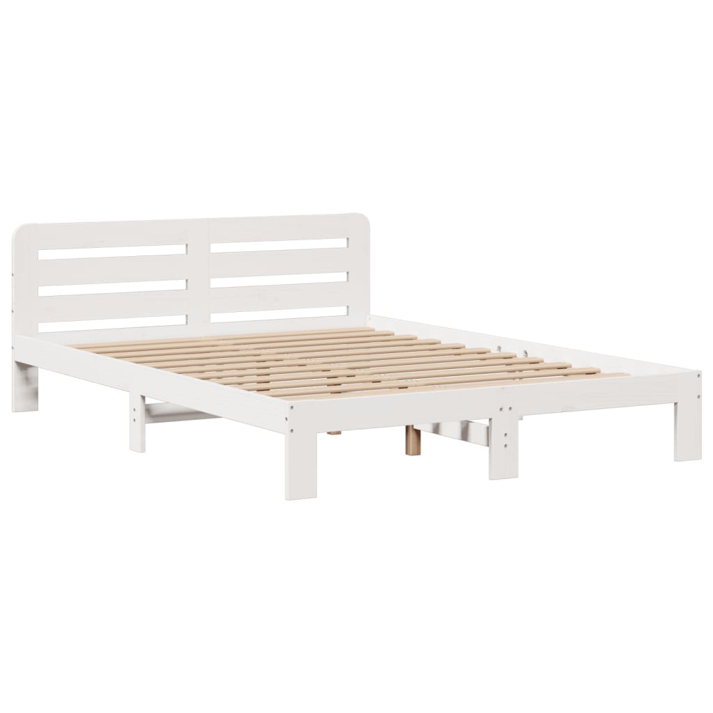 seng med reol uden madras 140x200 cm massivt fyrretræ hvid