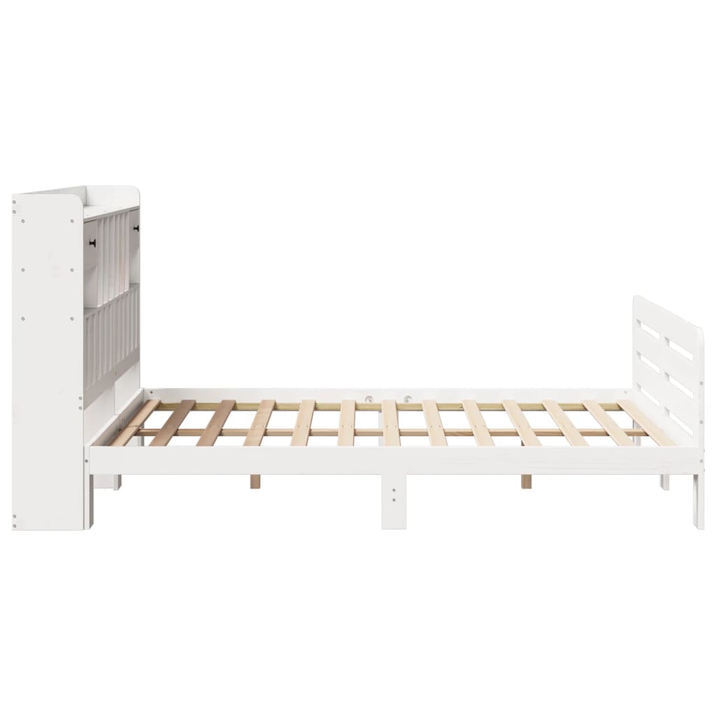 seng med reol uden madras 140x200 cm massivt fyrretræ hvid