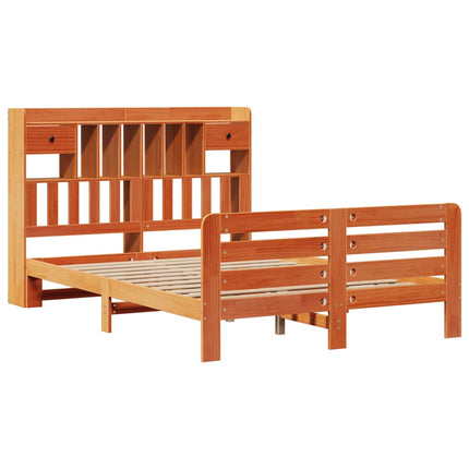 seng med reol uden madras 160x200cm massivt fyrretræ gyldenbrun