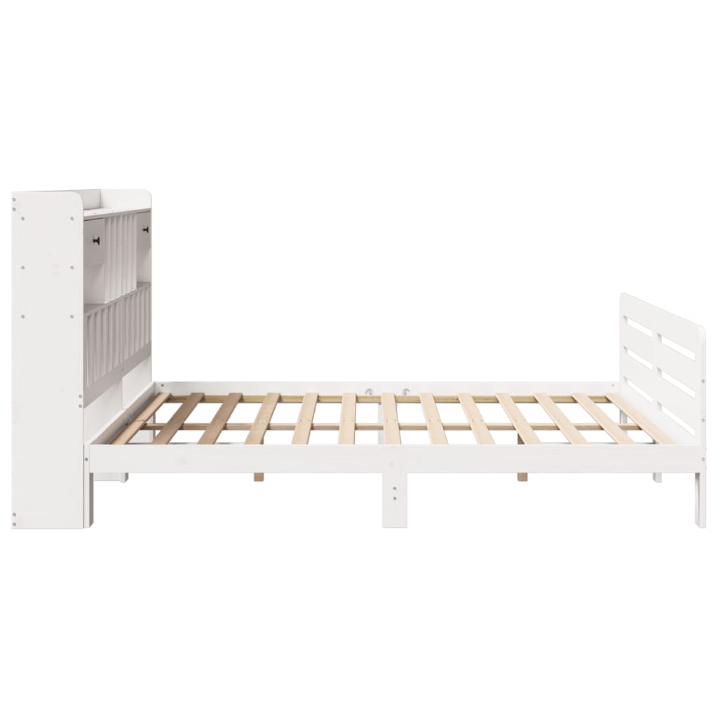 seng med reol uden madras 180x200 cm massivt fyrretræ hvid