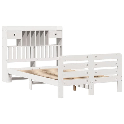 seng med reol uden madras 135x190 cm massivt fyrretræ hvid