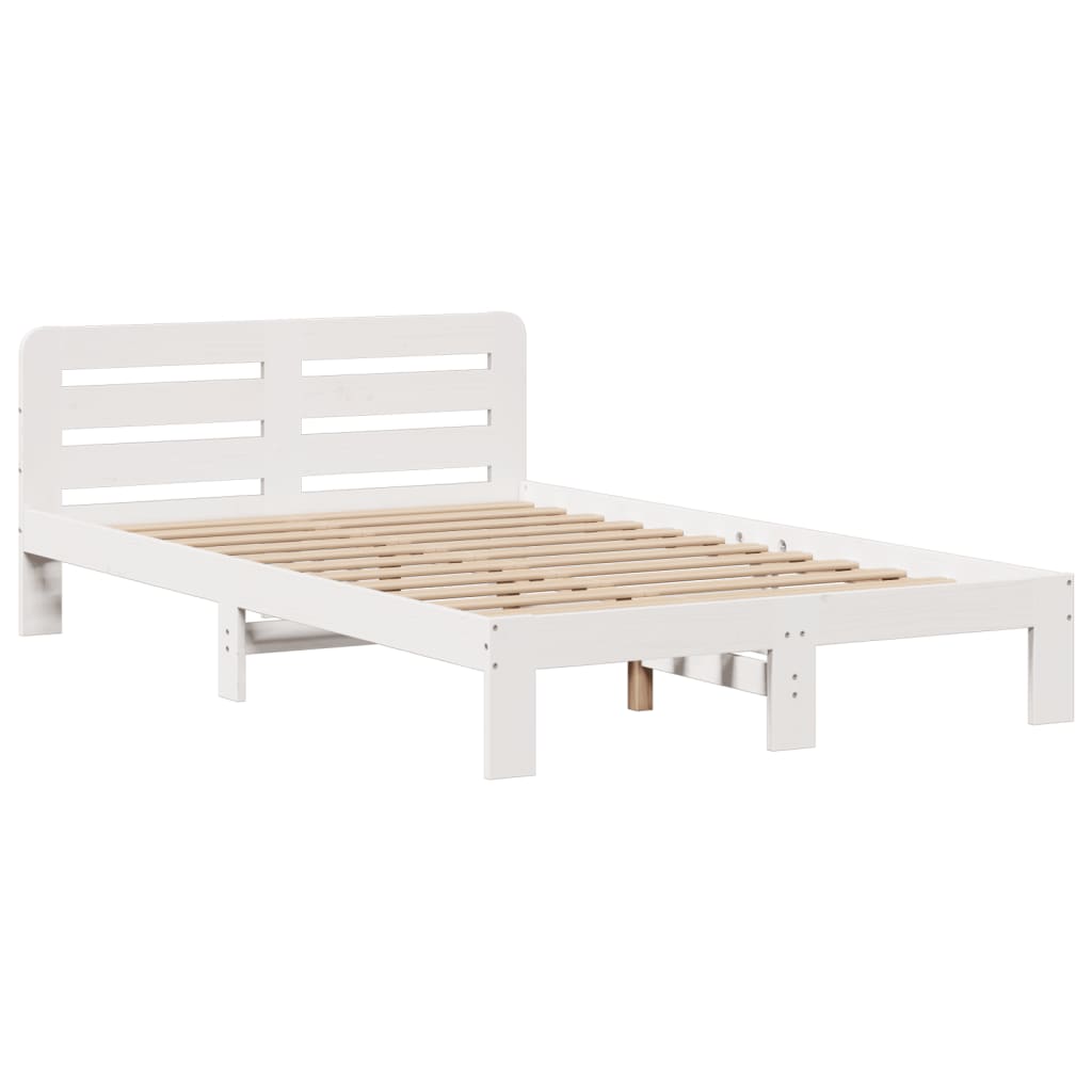 seng med reol uden madras 135x190 cm massivt fyrretræ hvid