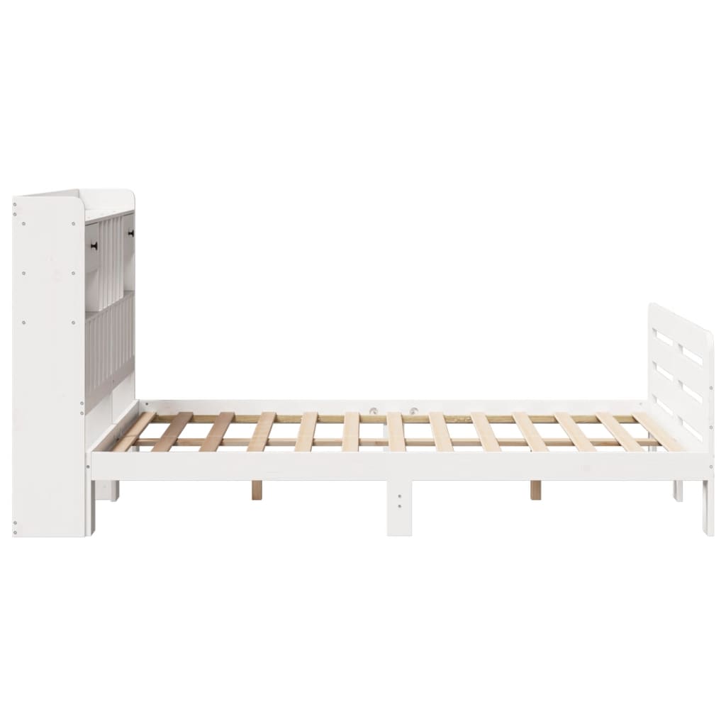seng med reol uden madras 135x190 cm massivt fyrretræ hvid