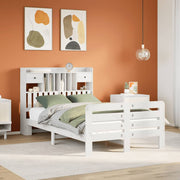 seng med reol uden madras 135x190 cm massivt fyrretræ hvid