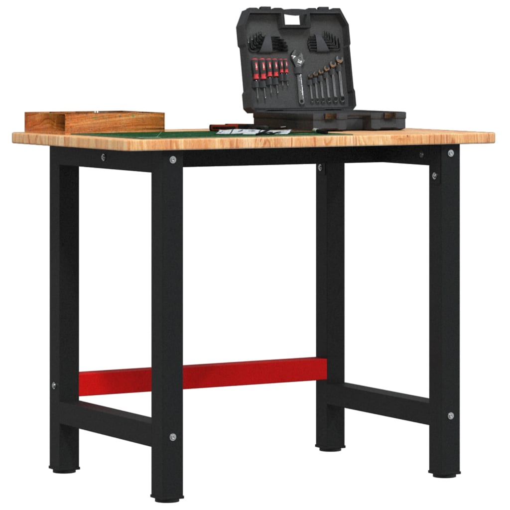 arbejdsbænk 100x60x81,5 cm massivt egetræ rektangulær lysebrun