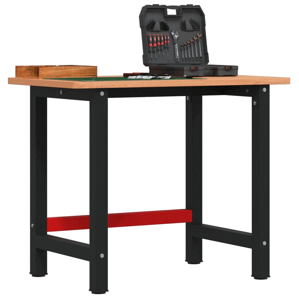 arbejdsbænk 100x60x81,5 cm massivt bøgetræ rektangulær