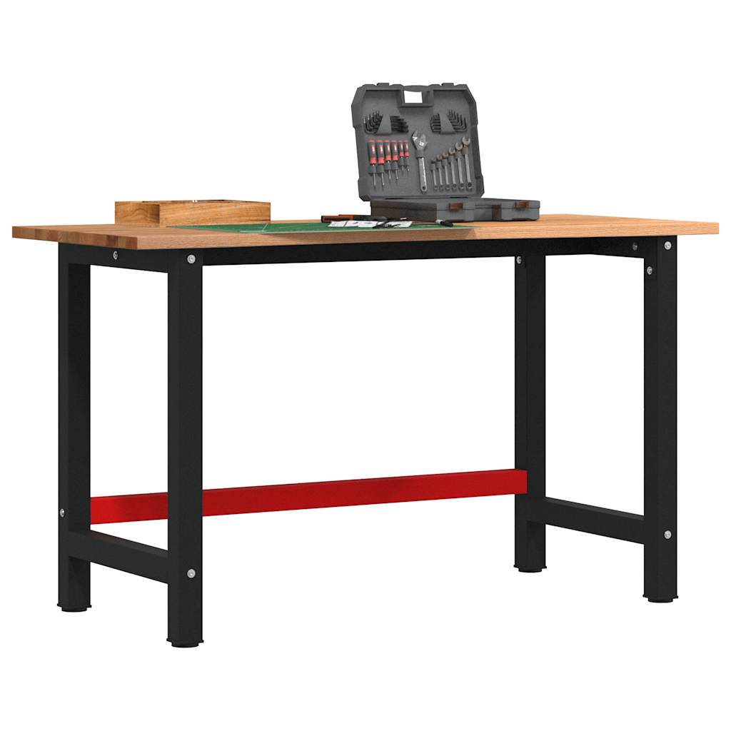arbejdsbænk 140x60x81,5 cm massivt egetræ rektangulær lysebrun billede