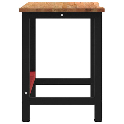 arbejdsbænk 140x60x81,5 cm massivt egetræ rektangulær mørkebrun
