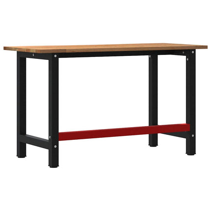 arbejdsbænk 140x60x81,5 cm massivt egetræ rektangulær mørkebrun