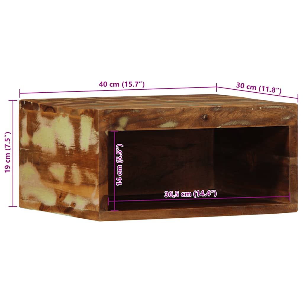 væghængt tv-skab 40x30x19 cm massivt genbrugstræ