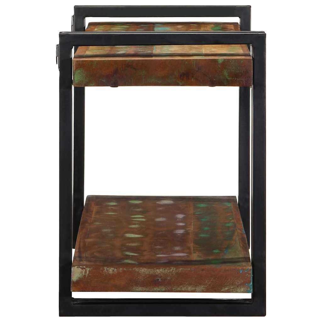 væghylde flerfarvet massivt genbrugstræ