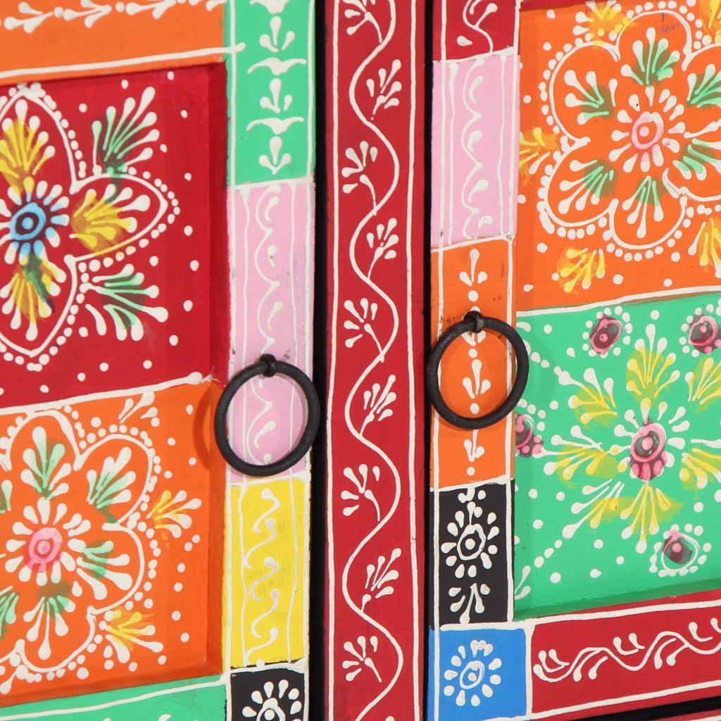 sofabord 90x50x40 cm massivt mangotræ flerfarvet