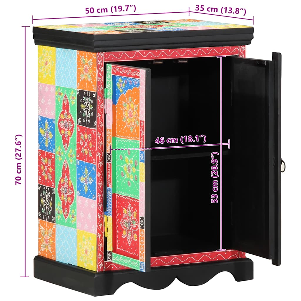 Konsolbord med dør Flerfarvet 50 x 30 x 75 cm Massivt mangotræ