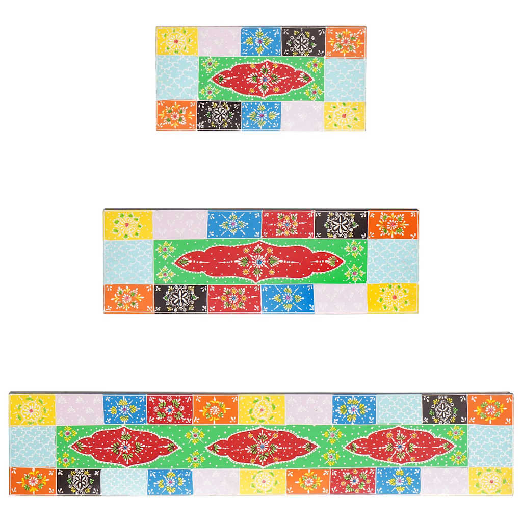 Væghylder 3 pcs Flerfarvet 100 x 20 x 6 cm Massivt mangotræ